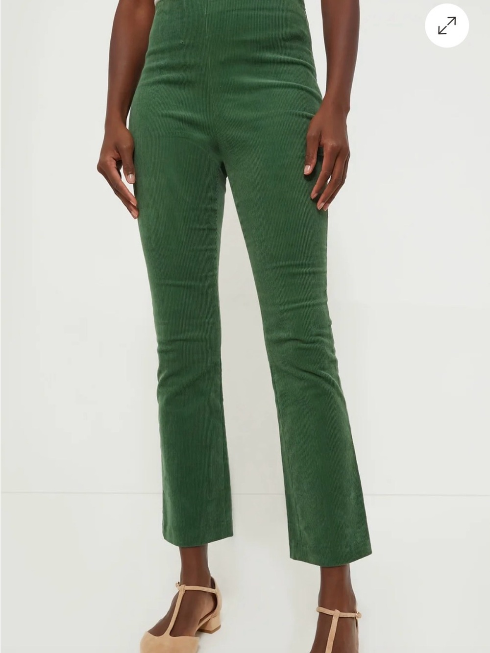 Tuckernuck Forest Green High-Rise Corduroy Ankle Flare Pants